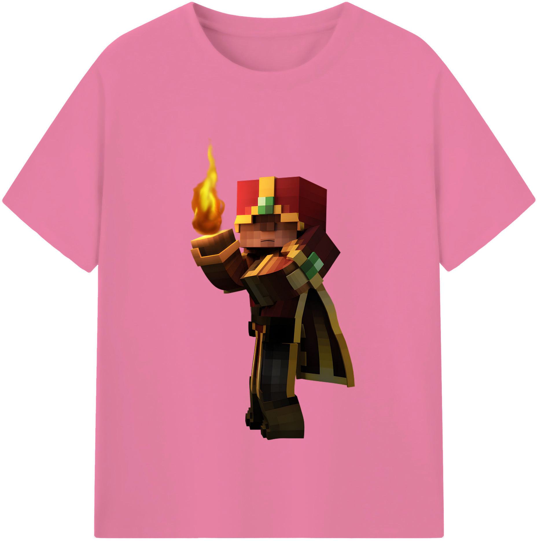 （画像用） マインクラフト ブロックの世界 Minecraft MC Block world 綿100％半袖Tシャツ（フロントプリント）